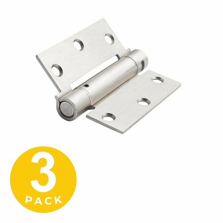 Global Door Controls 3.5 in. x 3.5 in. Satin Nickel Steel Spring Hinge (Set of 3) CPS3535-US15-3